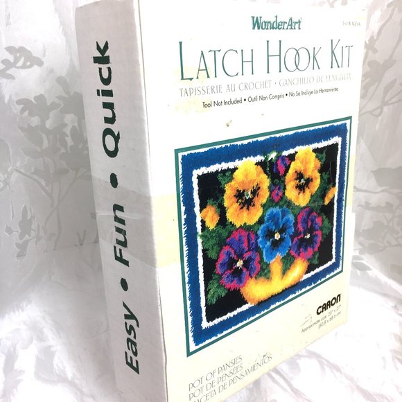 Caron Wonder Art Rug Latch Hook Kit Pot Of Pansies # 4294 - Picture 3 of 12